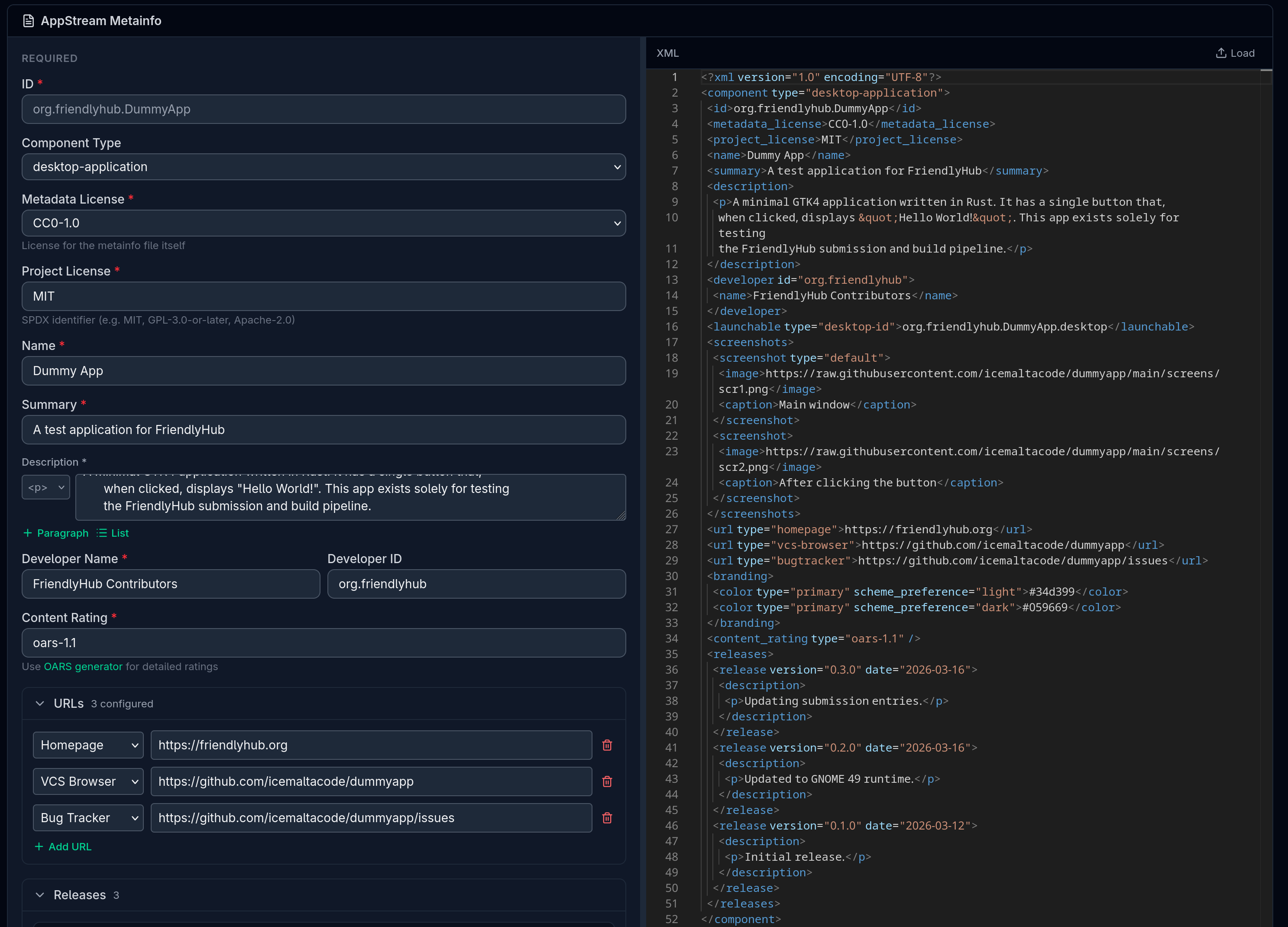 Submitting the appstream metainfo