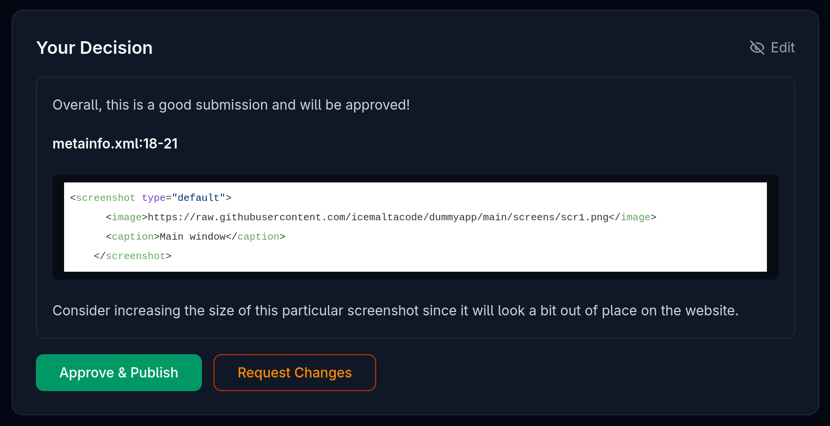 Review comment preview